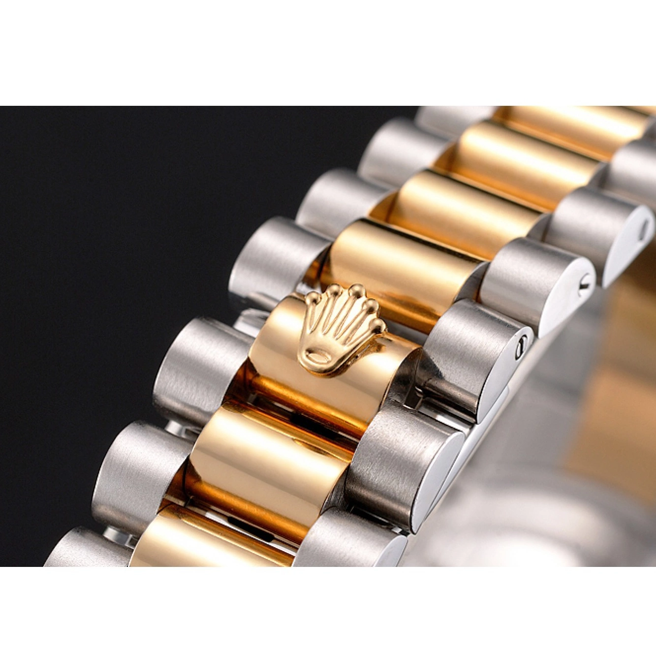 Best AAA Replica Sites Black Tone Dial Stainless Datejust Swiss Bracelet Steel Two Rolex Case Bezel Gold 0724